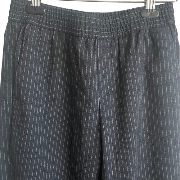 Banana Republic Women Pants 4 Black Pin Stripe Rayon Elastic Waist Office Work - Picture 4 of 8